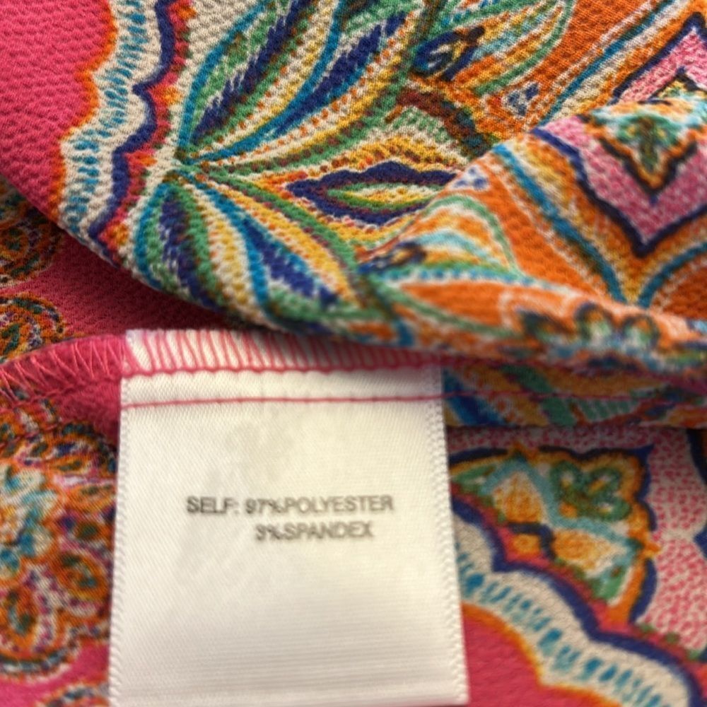 Rose & Olive Vibrant Pink and Orange Sleeveless Blouse Size L EUC - Picture 7 of 10